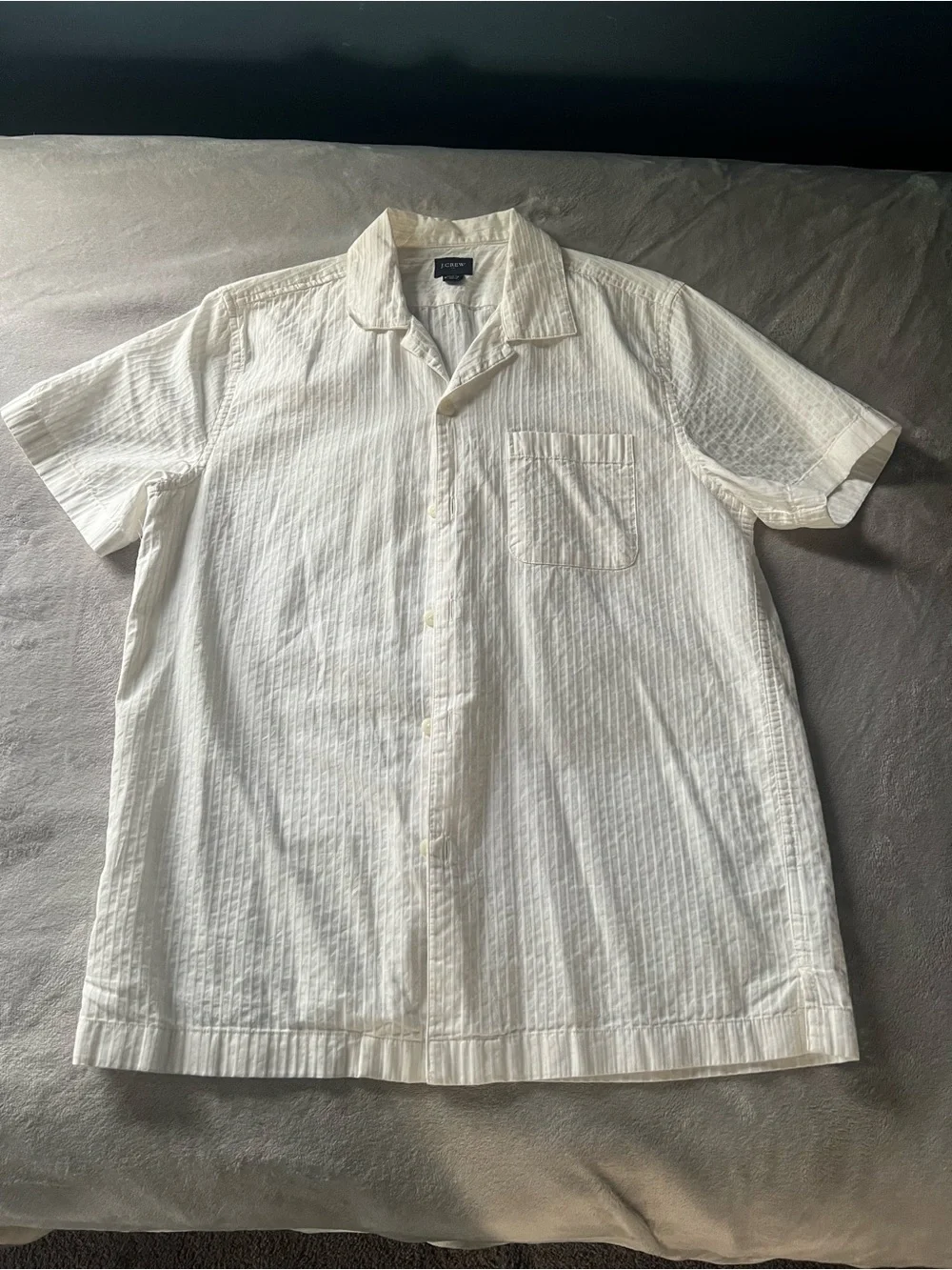 J. Crew Cream Short-Sleeve Button-Up Shirt
